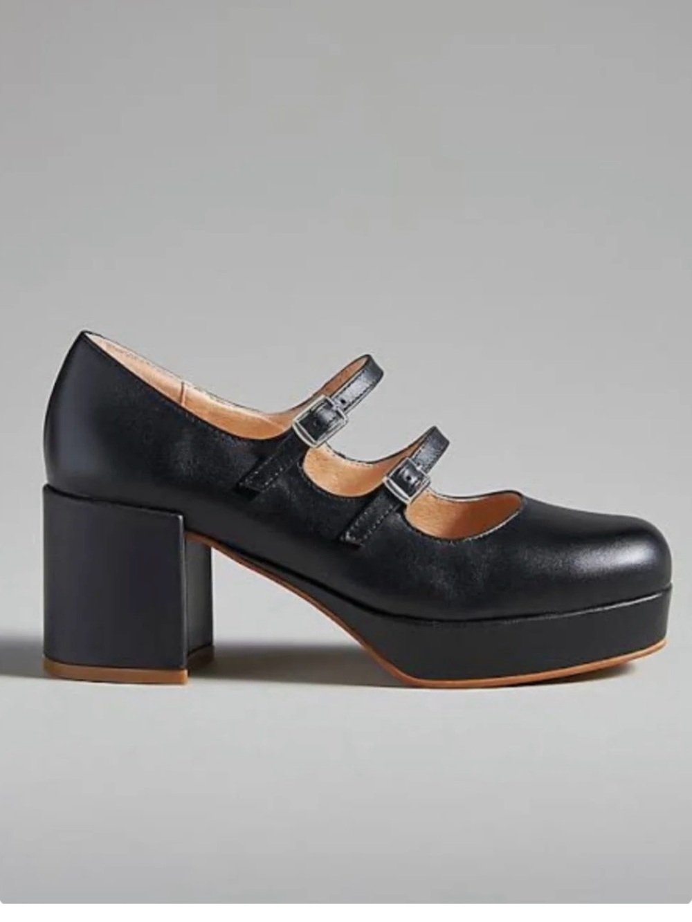 INTENTIONALLY BLANK Black Double-Strap Mary Jane Heels